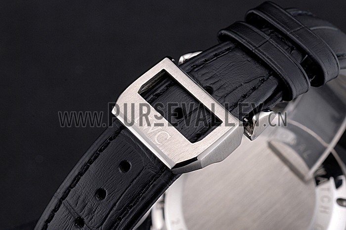 Swiss IWC Portugieser Power Reserve White Dial Stainless Steel Case Black Leather Strap