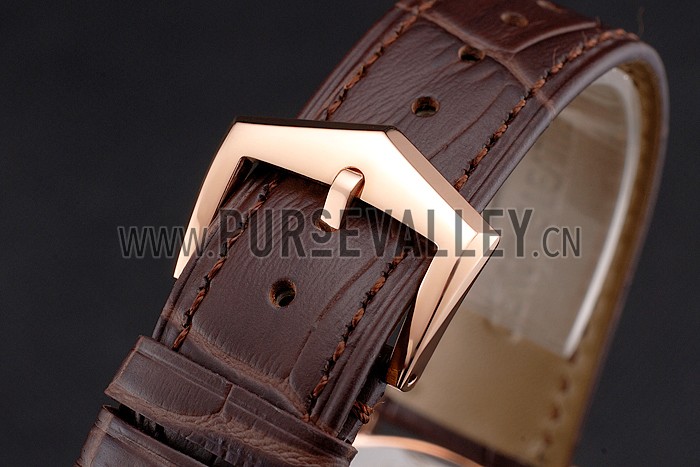 Swiss Patek Philippe Complications Openworked Dial Rose Gold Case Brown Leather Strap