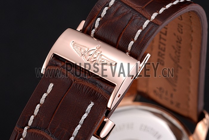 Breitling Chronomat Blue Dial Stainless Steel Case Gold Bezel Blue Leather Strap