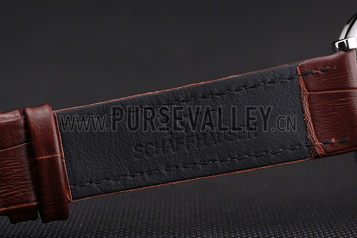 IWC Portofino Silver Dial Stainless Steel Case Diamonds Bezel Brown Leather Strap