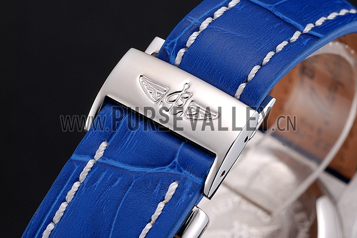 Breitling Chronomat Frecce Tricolori Blue Dial Stainless Steel Case Blue Leather Strap