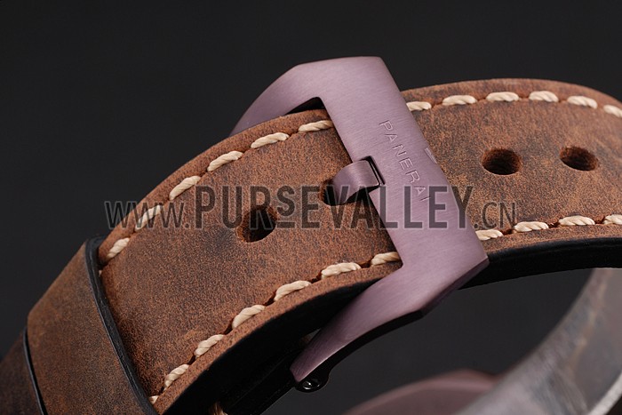 Panerai Luminor Submersible Black Dial Brown Case Brown Leather Strap