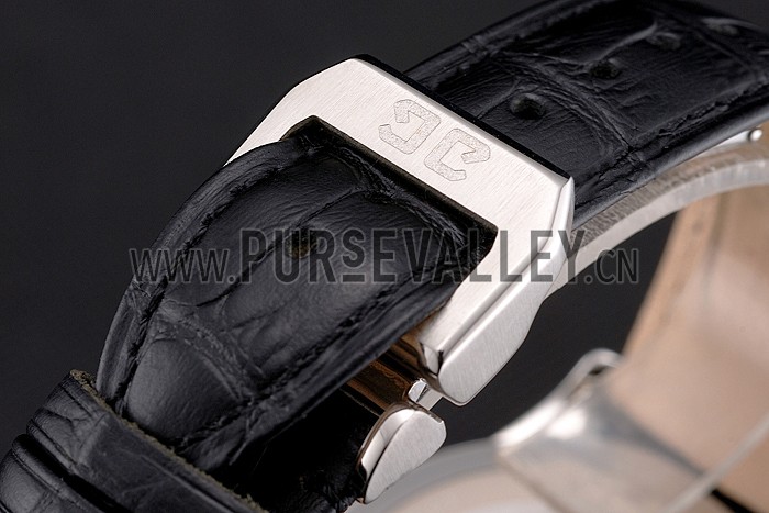 Glashutte Original Black Dial Stainless Steel Case Black Leather Strap