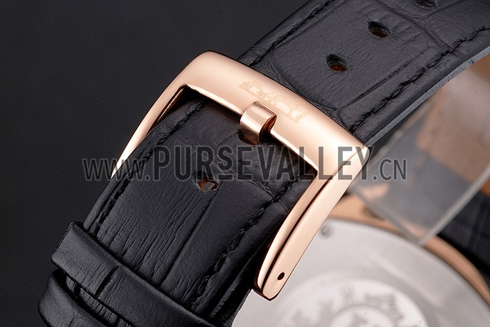 Hermes Dressage Light Brown Dial Rose Gold Case Black Leather Strap