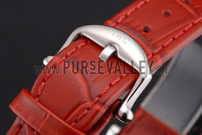 IWC Portofino Day And Night Pearl Dial Stainless Steel Case Red Leather Strap