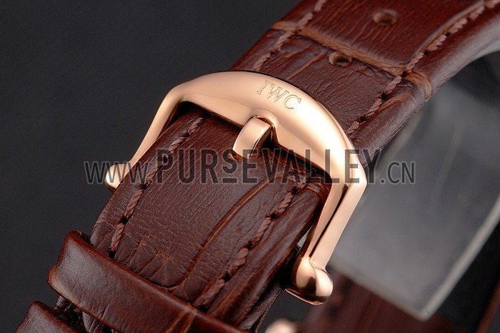 IWC Portofino Day And Night Silver Dial Rose Gold Case Brown Leather Strap