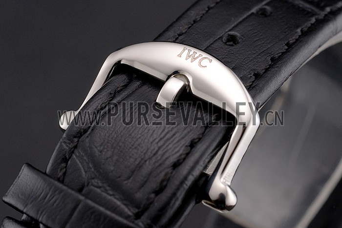 IWC Portofino Day And Night Silver Dial Stainless Steel Case Black Leather Strap