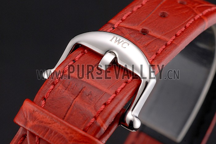 IWC Portofino Day And Night White Dial Stainless Steel Case Red Leather Strap
