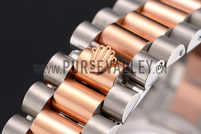 Swiss Rolex Datejust White Dial Rose Gold Bezel Stainless Steel Case Two Tone Bracelet