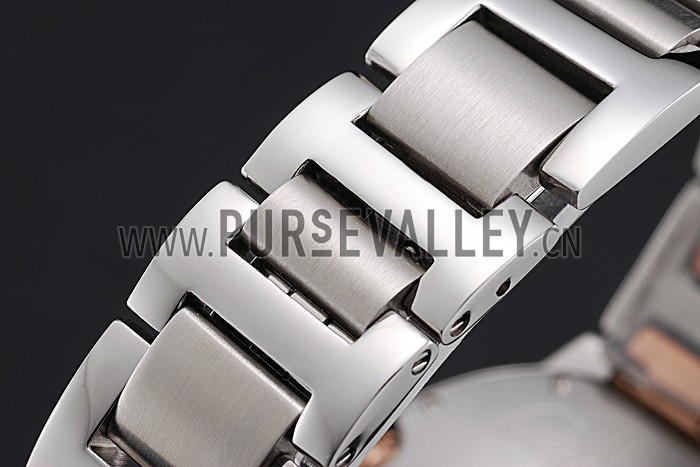 Swiss Ballon Blue De Cartier Diamond Steel Case White Dial Roman Numerals Two Tone Bracelet 622647