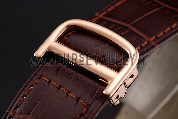 Cartier Ronde Solo Brown Dial Rose Gold Case Brown Leather Strap