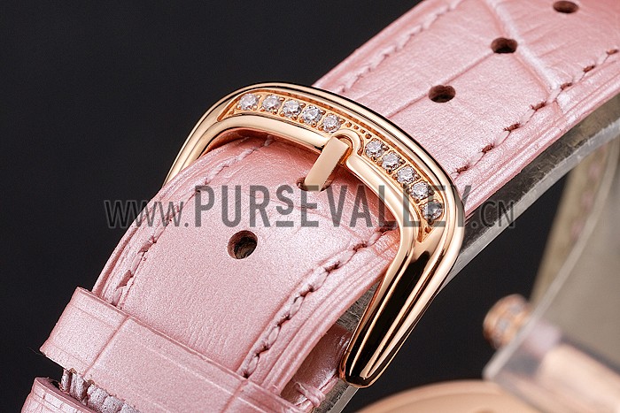 Franck Muller Double Mistery Ronde White Dial Rose Gold Case Light Pink Leather Strap