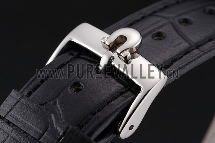 Omega Seamaster Vintage Chronograph Black Dial Diamond Hour Marks Stainless Steel Case Black Leather Strap