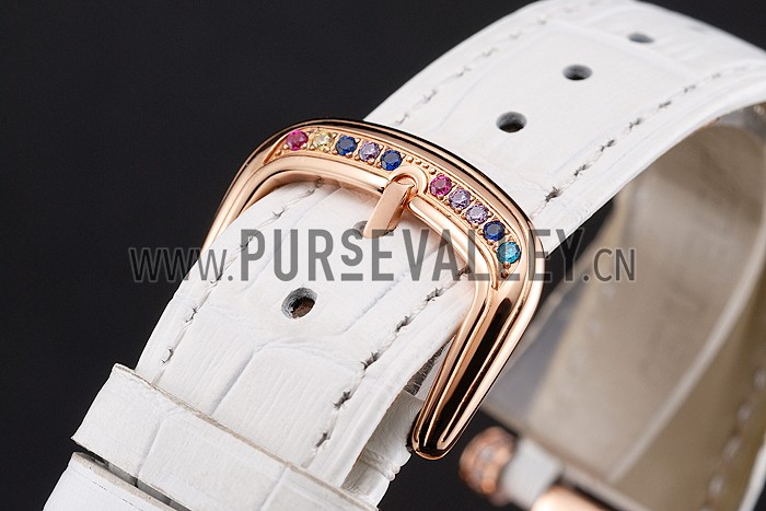 Franck Muller Double Mistery 4 Saisons White Dial Rose Gold Case White Leather Strap
