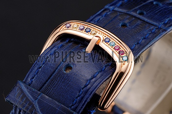 Franck Muller Double Mistery 4 Saisons White Dial Rose Gold Case Blue Leather Strap