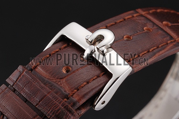 Omega Seamaster Vintage Chronograph White Dial Stainless Steel Case Brown Leather Strap