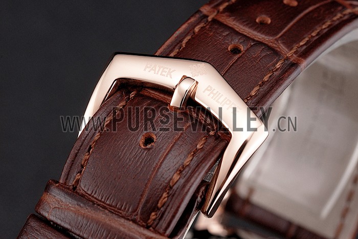 Patek Philippe Grand Complications Moonphase Perpetual Calendar Tourbillon Rose Gold Case And Dial Brown Leather Strap