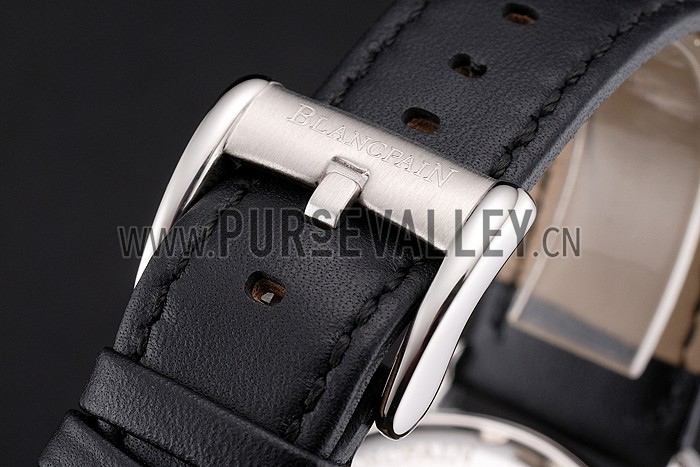 Swiss Blancpain Air Command Monaco YS Black Dial Stainless Steel Case Black Leather Strap