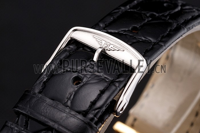 Swiss Longines Grande Classique Gold Dial Roman Numerals Gold Case Black Leather Strap