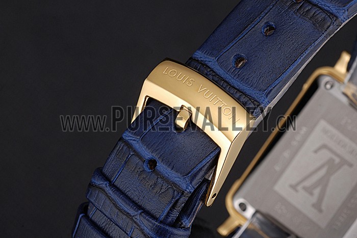 Louis Vuitton Emprise Blue Dial Gold Case Blue Leather Strap 622788