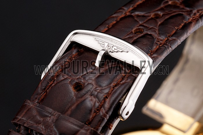 Swiss Longines Grande Classique Gold Dial Roman Numerals Gold Case Brown Leather Strap