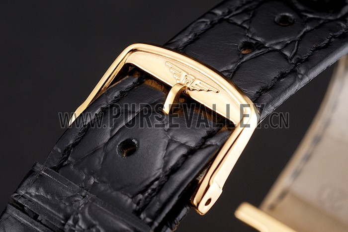 Swiss Longines Grande Classique White Dial Roman Numerals Gold Case Black Leather Strap