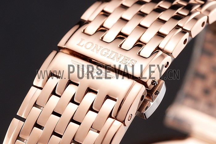 Swiss Longines Grande Classique White Dial Roman Numerals Rose Gold Case And Bracelet