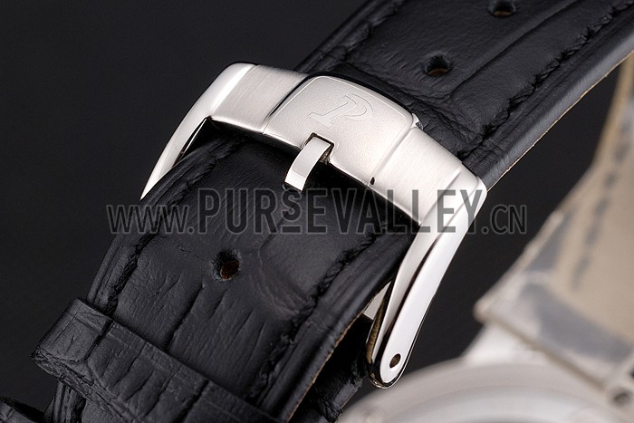 Swiss Piaget Altiplano Skeleton Dial With Diamonds Stainless Steel Case Black Leather Strap