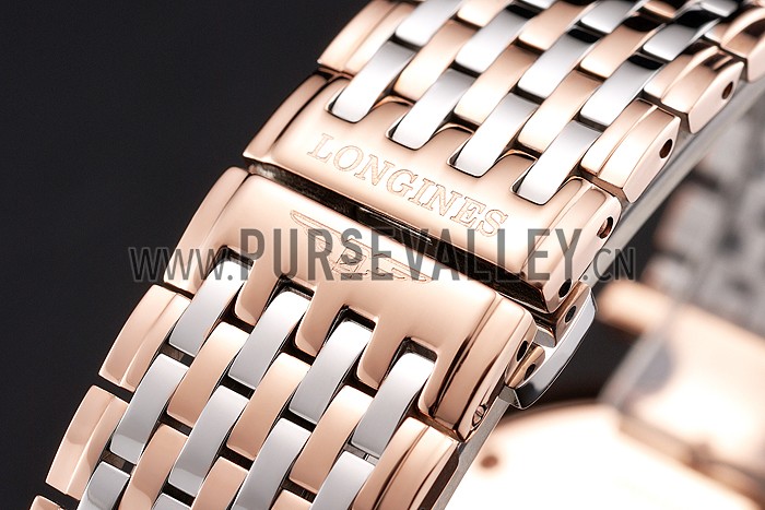 Swiss Longines Grande Classique White Dial Rose Gold Case Two Tone Bracelet