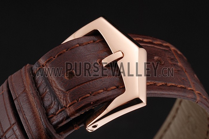 Swiss Patek Philippe Multi-Scale Chronograph White Dial Rose Gold Case Brown Leather Strap