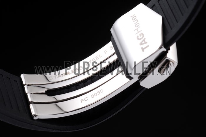 Tag Heuer Swiss SLR Tachymeter Bezel Black Rubber Strap White Dial