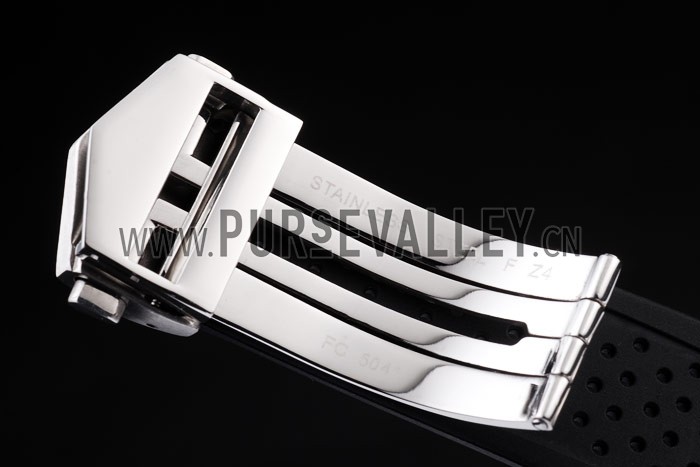 Tag Heuer Swiss Carrera Tachymeter Bezel Perforated Black Rubber Strap White Dial