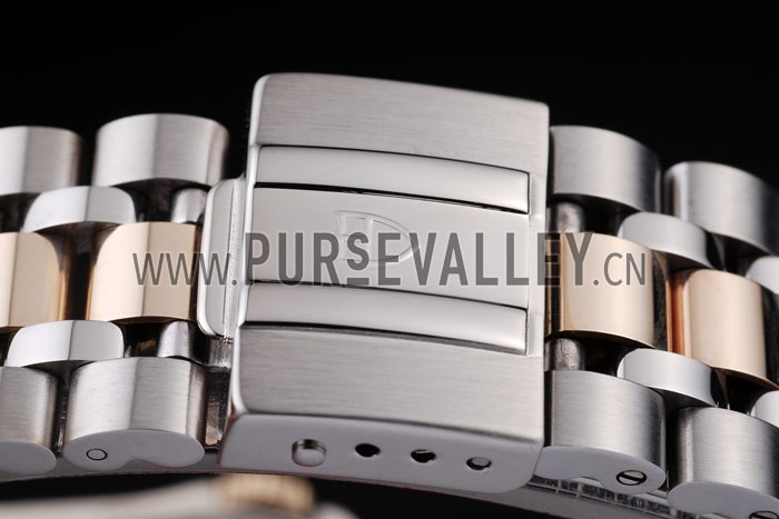 Tudor Swiss Classic Prince Date Stainless Steel Case Rose Gold Ribbed Bezel Gold Dial