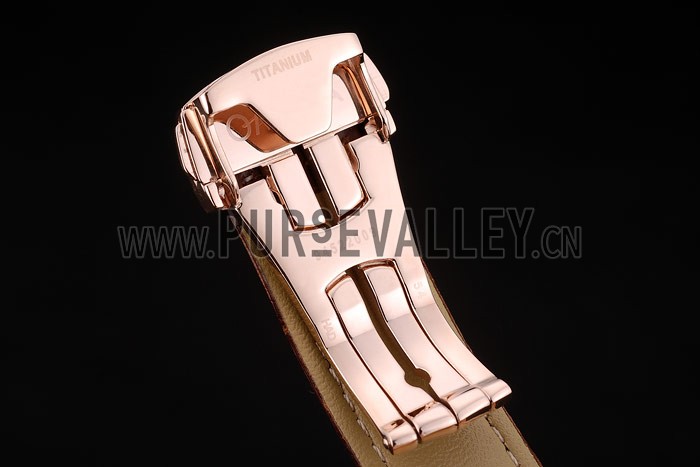 Omega Swiss DeVille Rose Gold Bezel Brown Leather Strap 7616