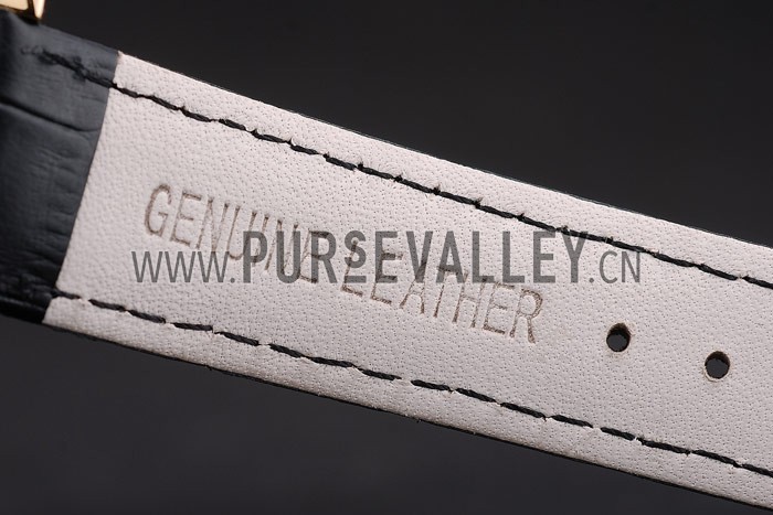 Patek Philippe Swiss Calatrava Ribbed Bezel White Dial Black Leather Strap 7642