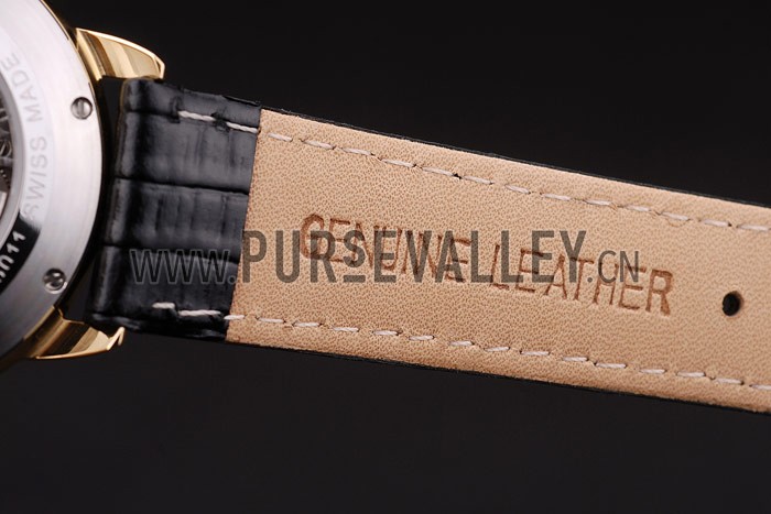 Piaget Swiss Traditional Black Dial Black Leather Strap 7628