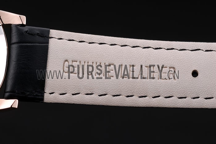 Patek Philippe Swiss Calatrava Ribbed Bezel Black Dial Black Leather Strap 7651