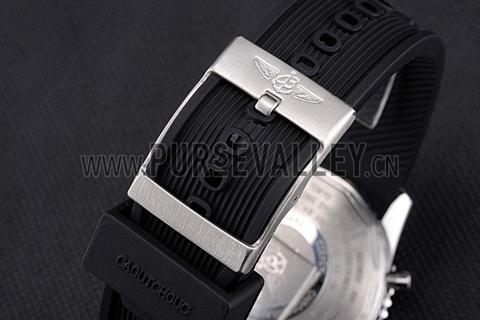 Breitling Certifie Black Rubber Strap Black Dial Chronograph 80182
