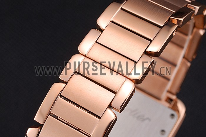 Cartier Tank Anglaise 30mm White Dial Diamonds Rose Gold Case Rose Gold Bracelet