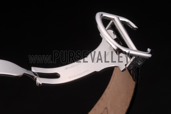 Cartier Ballon Bleu 42mm Black Dial Stainless Steel Case Black Leather Bracelet