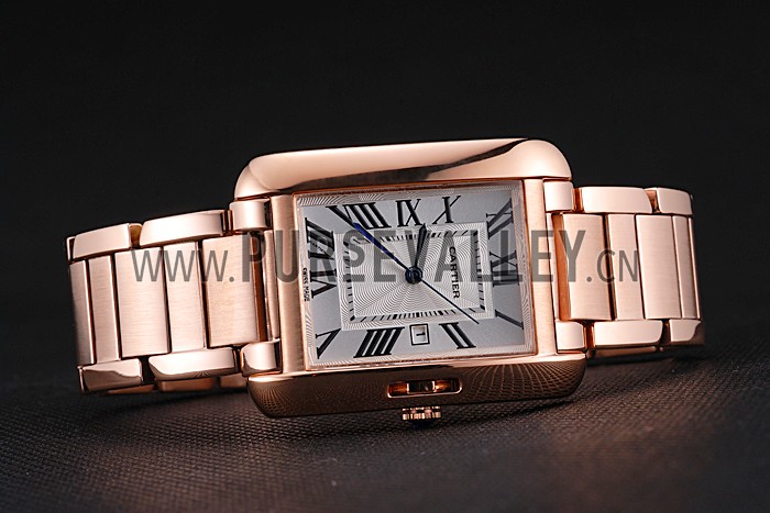Cartier Tank Anglaise 30mm White Dial Rose Gold Case And Bracelet
