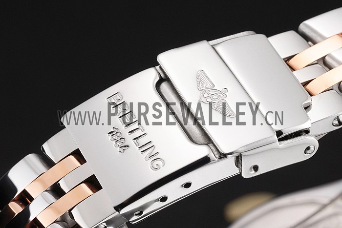 Breitling Chronomat Quartz Dark Blue Dial Rose Gold Case Stainless Steel Case Two Tone Bracelet