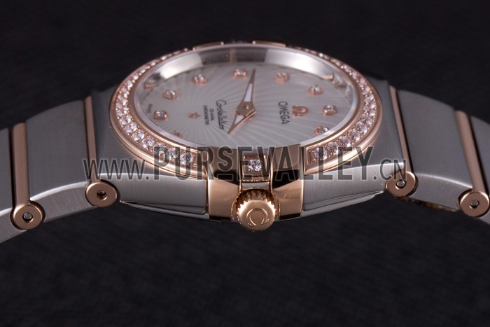 Omega Constellation Rose Gold Diamond Bezel Two Tone Band 621487