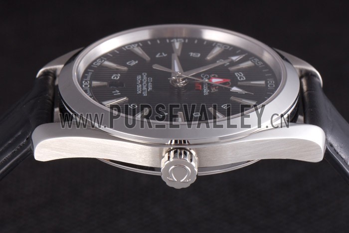Omega Seamaster Black Dial with Black Leather Band 621574