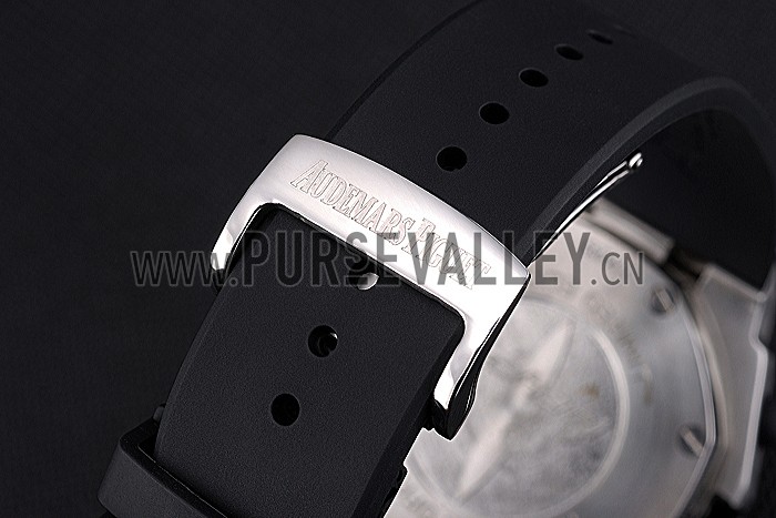Swiss Audemars Piguet Royal Oak Chronometer Black Dial Diamond Bezel Stainless Steel Case Black Rubber Strap 622867