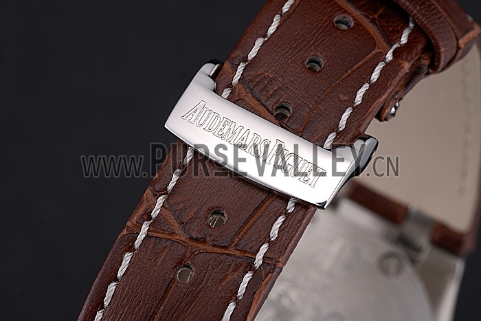 Swiss Audemars Piguet Royal Oak Offshore White Dial Stainless Steel Case Brown Leather Strap 622848