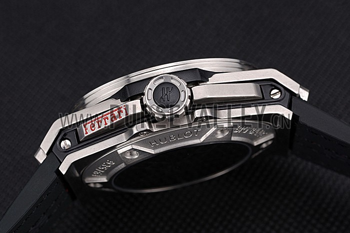 Hublot Big Bang Ferrari Black Dial Stainless Steel Case And Bezel Black Leather Strap 622768