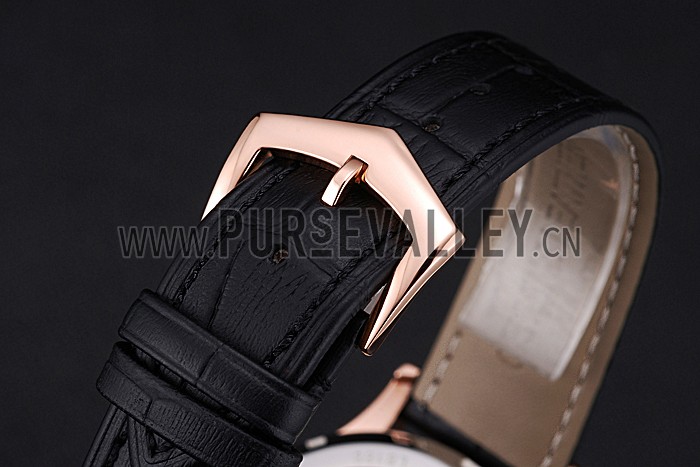 Patek Philippe Calatrava Black Dial Rose Gold Case Black Leather Strap 622835