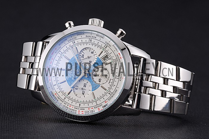Breitling Transocean Chronograph Unitime White Dial Stainless Steel Case And Bracelet 622226