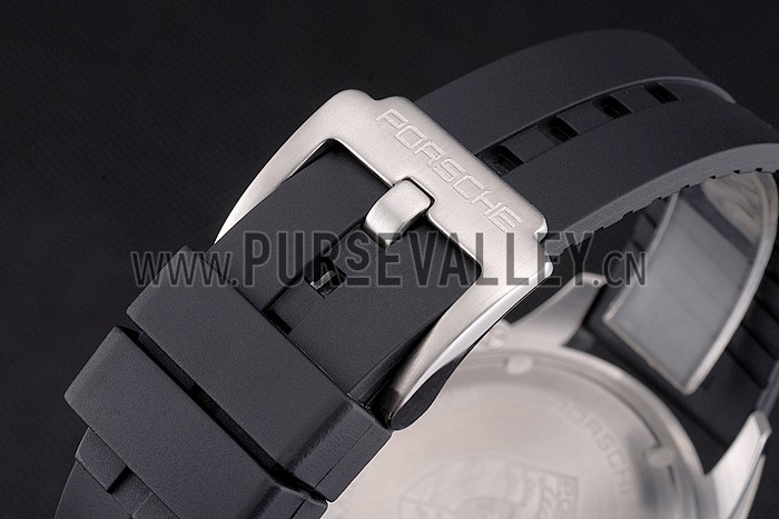 Porsche Design Indicator White Dial Steel Case Black Rubber Strap